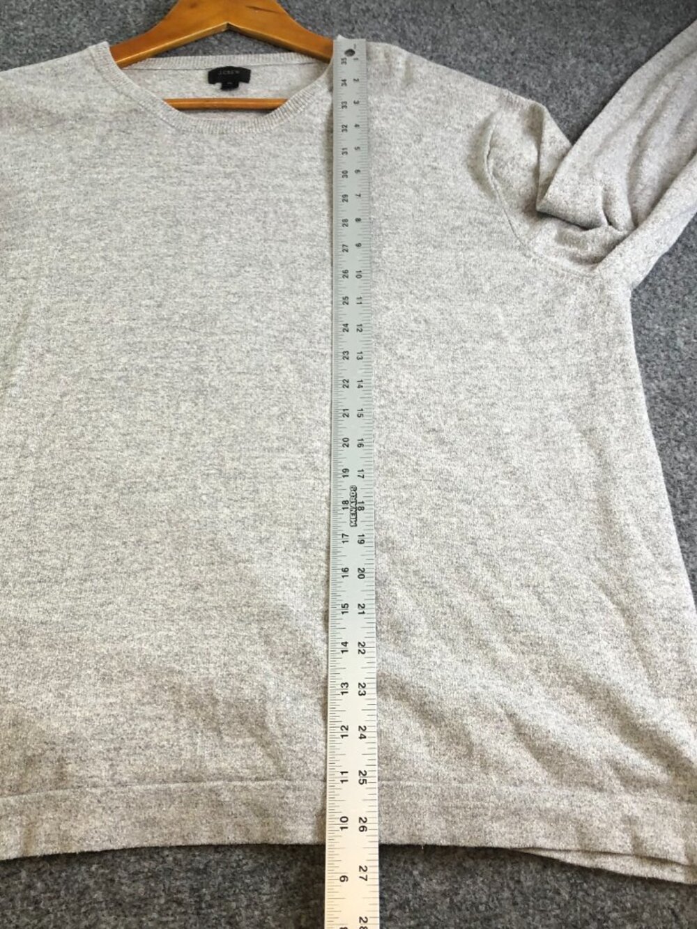 J Crew Sweater Mens Extra Large Gray Crew Neck Long Sweatshirt Cotton - Picture 4 of 8